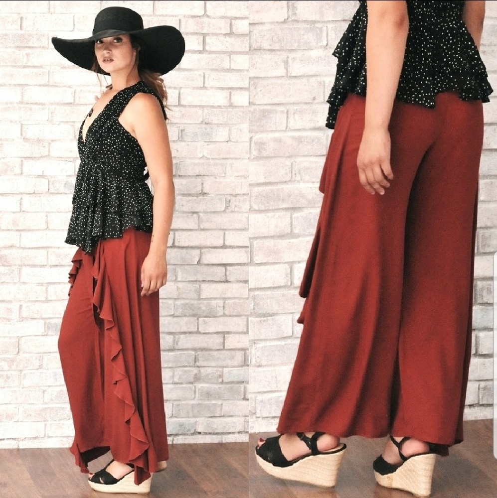 โฌ๏ธ๐HP๐โดLAST 1โดRuffle Tie Waist Pants - Picture 2 of 5